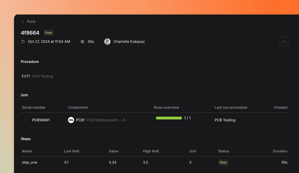 Steps section header showing test step management whithin TofuPilot.