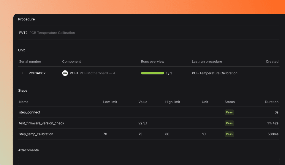 Steps section header showing test step management whithin TofuPilot.